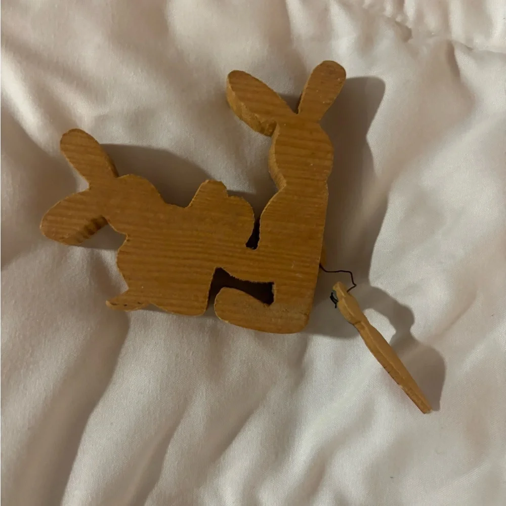 Wooden Bunny Decor with hanging Carrot